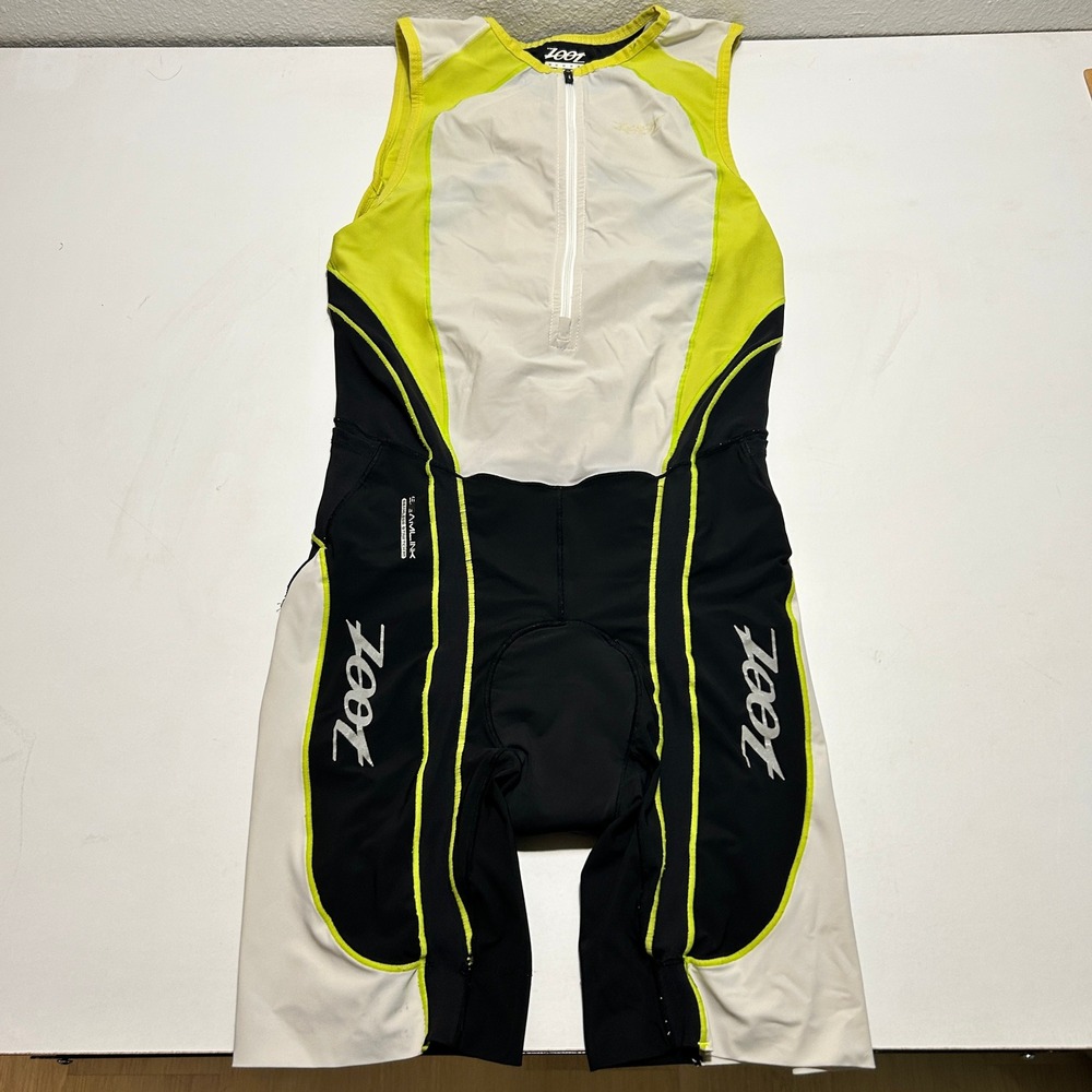 ZOOT Ultra Tri Racesuit Mens (M) Sleeveless Triathlon One Piece BlackYellowWhite